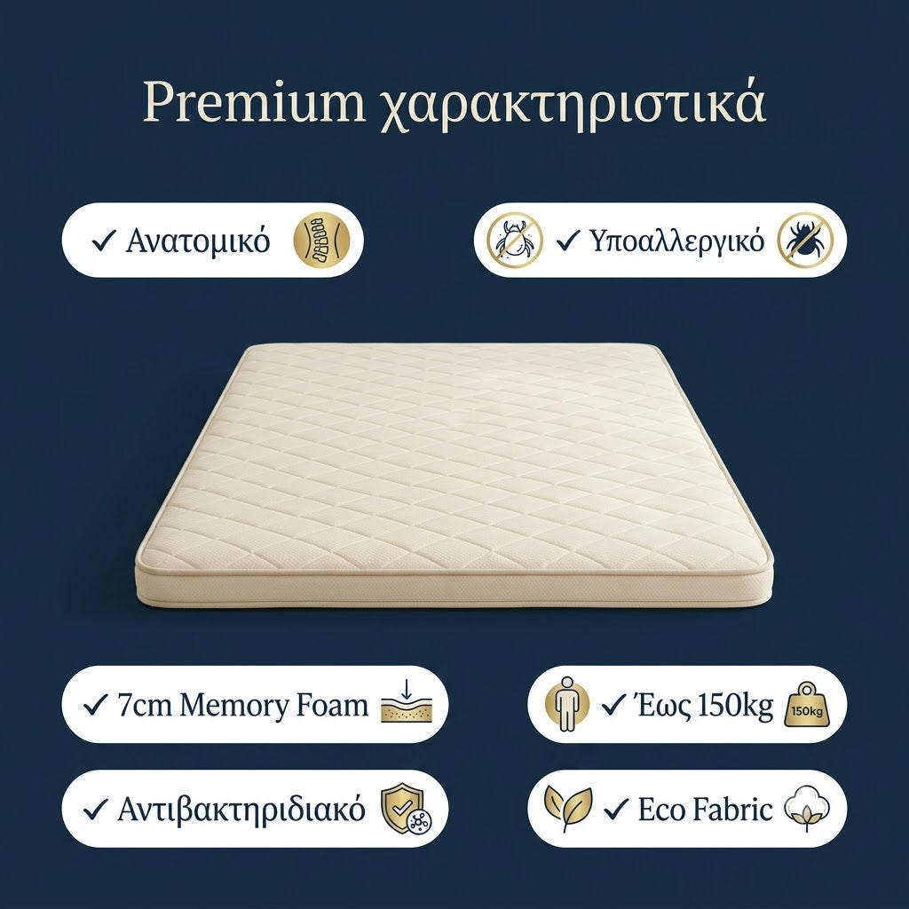 Ανώστρωμα Sweet Sleep Memory Foam 7cm – Premium Χειροποίητη Κατασκευή