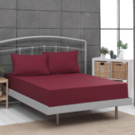Beauty Home Σεντόνι μονό μονόχρωμο με λάστιχο Art 1999 110x200+30 Μπορντό 110x200+30