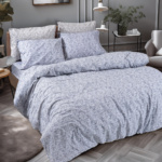 Beauty Home Σετ σεντόνια φανελένια υπέρδιπλα με λάστιχο Flame Art 12631 170x200+32 Γκρι 170x200+32