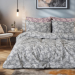 Beauty Home Σετ σεντόνια φανελένια King Size με λάστιχο Merlot Art 12634 185x200+32 Γκρι 185x200+32