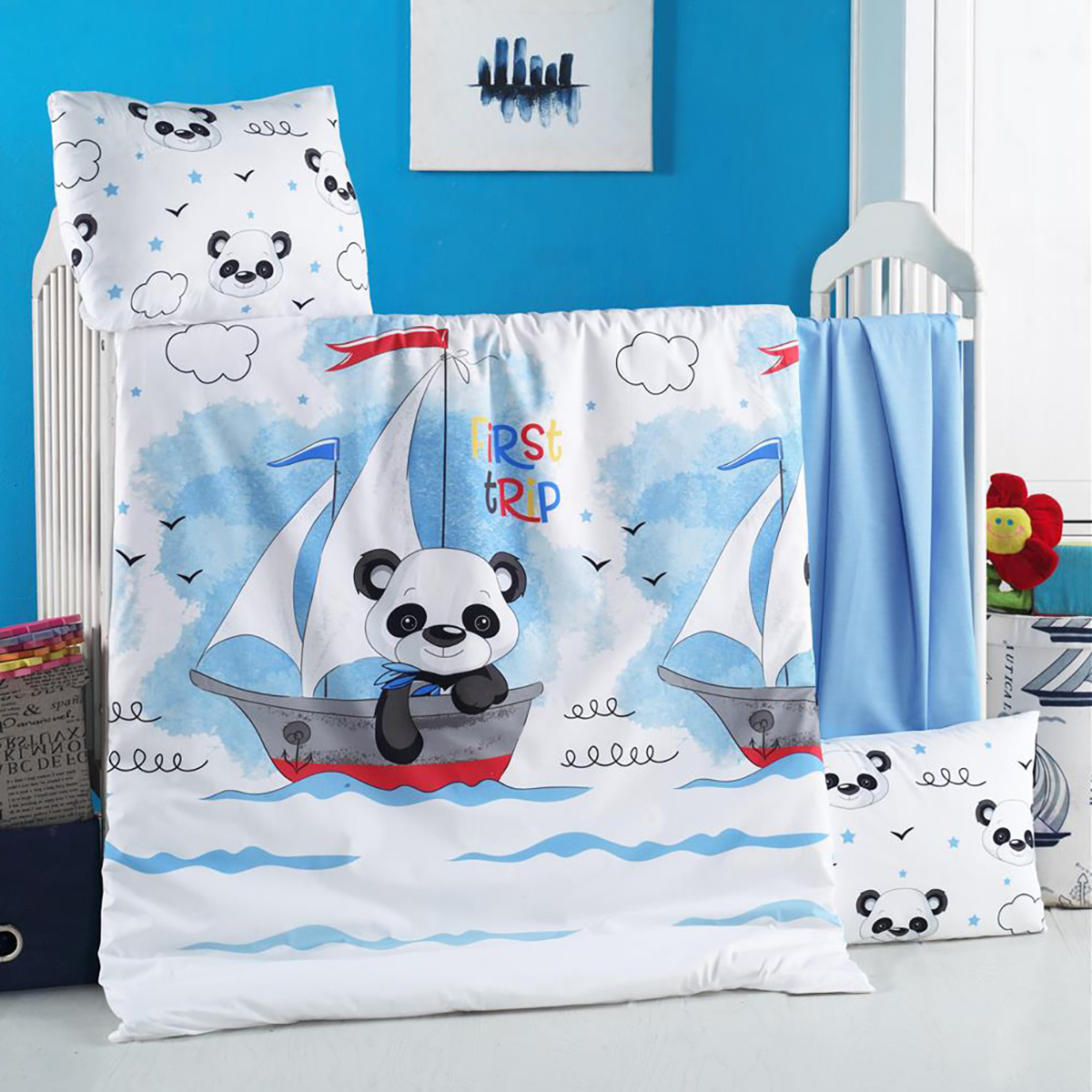 Beauty Home Σετ σεντόνια βρεφικά Art 5616 100x150 Γαλάζιο