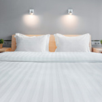 Beauty Home Σεντόνι υπέρδιπλο ξενοδοχείου Silky Percal Pennie Art Ε1023 250TC Satin Stripe 100% Cotton Λευκό 240x275 240x275