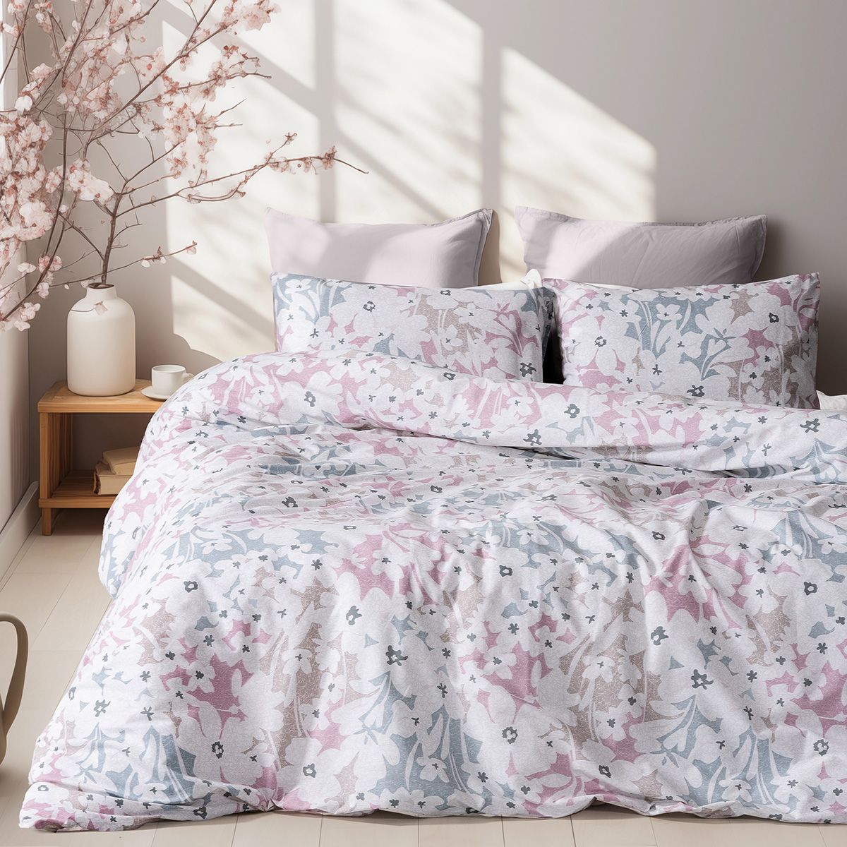 Beauty Home Σετ σεντόνια υπέρδιπλα με λάστιχο Ninet Art 12252 170x200+30 Γκρι