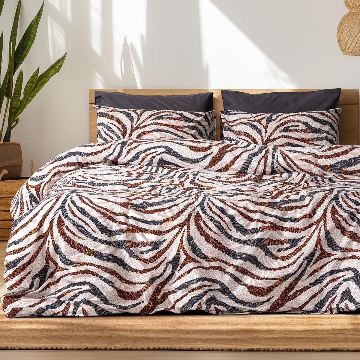 Beauty Home Σετ σεντόνια υπέρδιπλα με λάστιχο Rea Art 12259 170x200+30 Ανθρακί