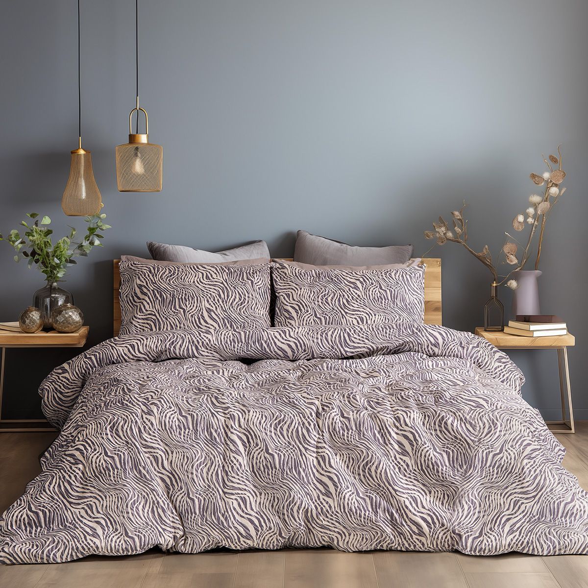 Beauty Home Σετ σεντόνια φανελένια υπέρδιπλα με λάστιχο Gogh Art 12334 170x200+32 Μόκα