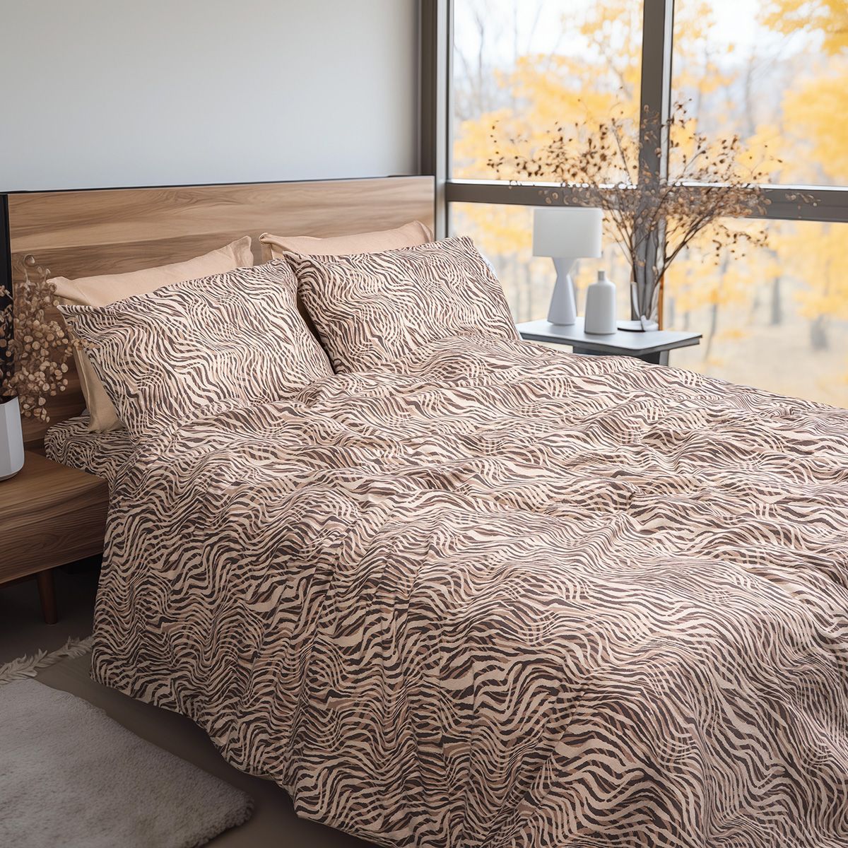 Beauty Home Σετ σεντόνια φανελένια υπέρδιπλα με λάστιχο Matisse Art 12335 170x200+32 Μπεζ