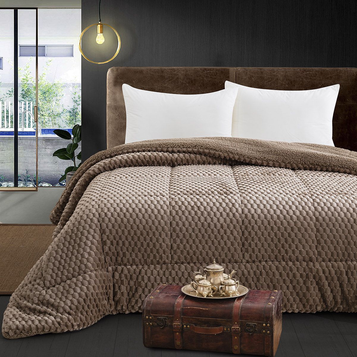 Beauty Home Κουβερτοπάπλωμα king size Art 12654 240x260 Μόκα